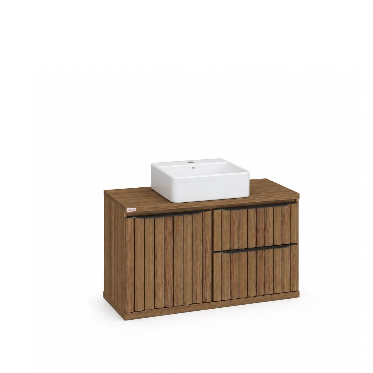 Mueble De Baño Suspendido Cecilia 78cm Nogal Con Bacha De Loza 