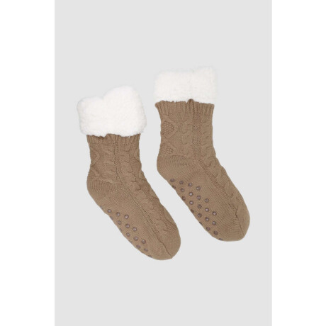 Medias damas chenille ochos Marron
