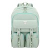 Mochila Trendy Urbana Dama Liviana Con Bolsillos Verde Agua