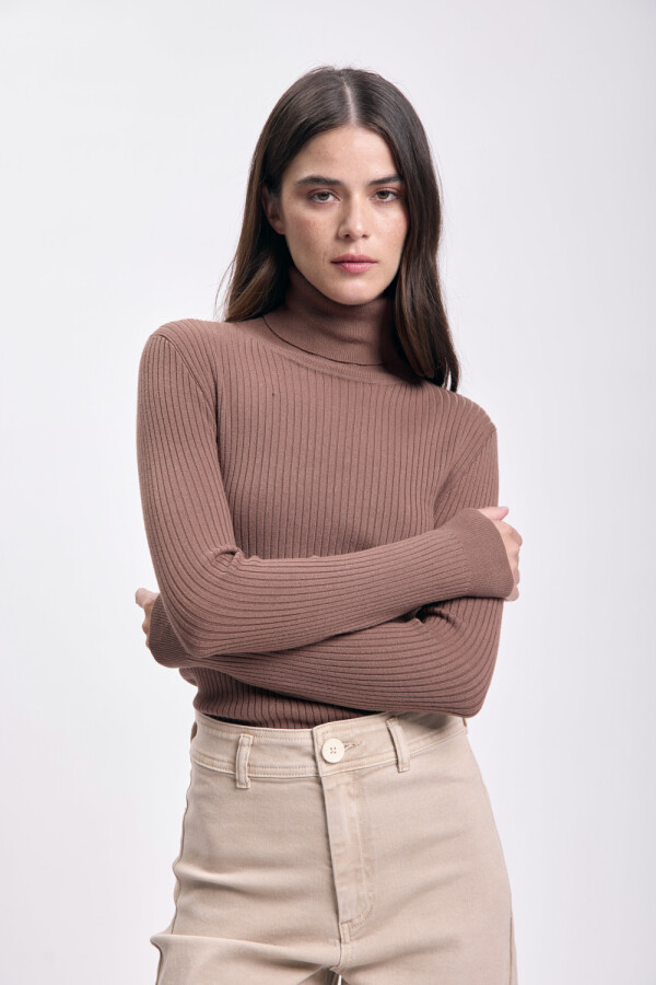 Polera punto larga Beige