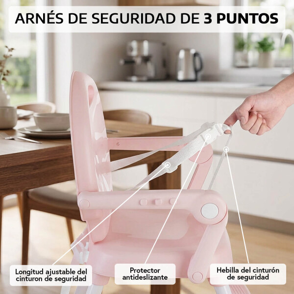 Silla De Bebe Para Comer Plegable Asiento 3 En 1 Arnes Cinturon Seguridad 3 Puntos Imback Color Rosa Silla De Bebe Para Comer Plegable Asiento 3 En 1 Arnes Cinturon Seguridad 3 Puntos Imback Color Rosa