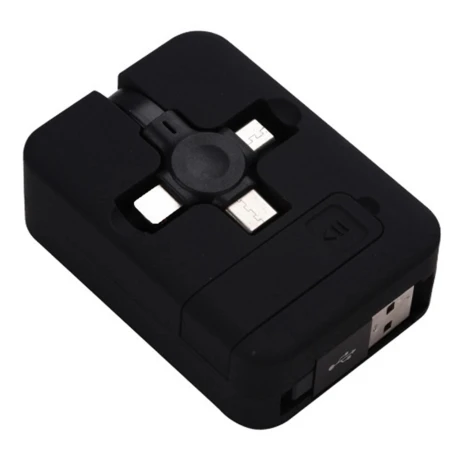 Soporte para Celular con Cable de Carga Retráctil 3 en 1 NEGRO