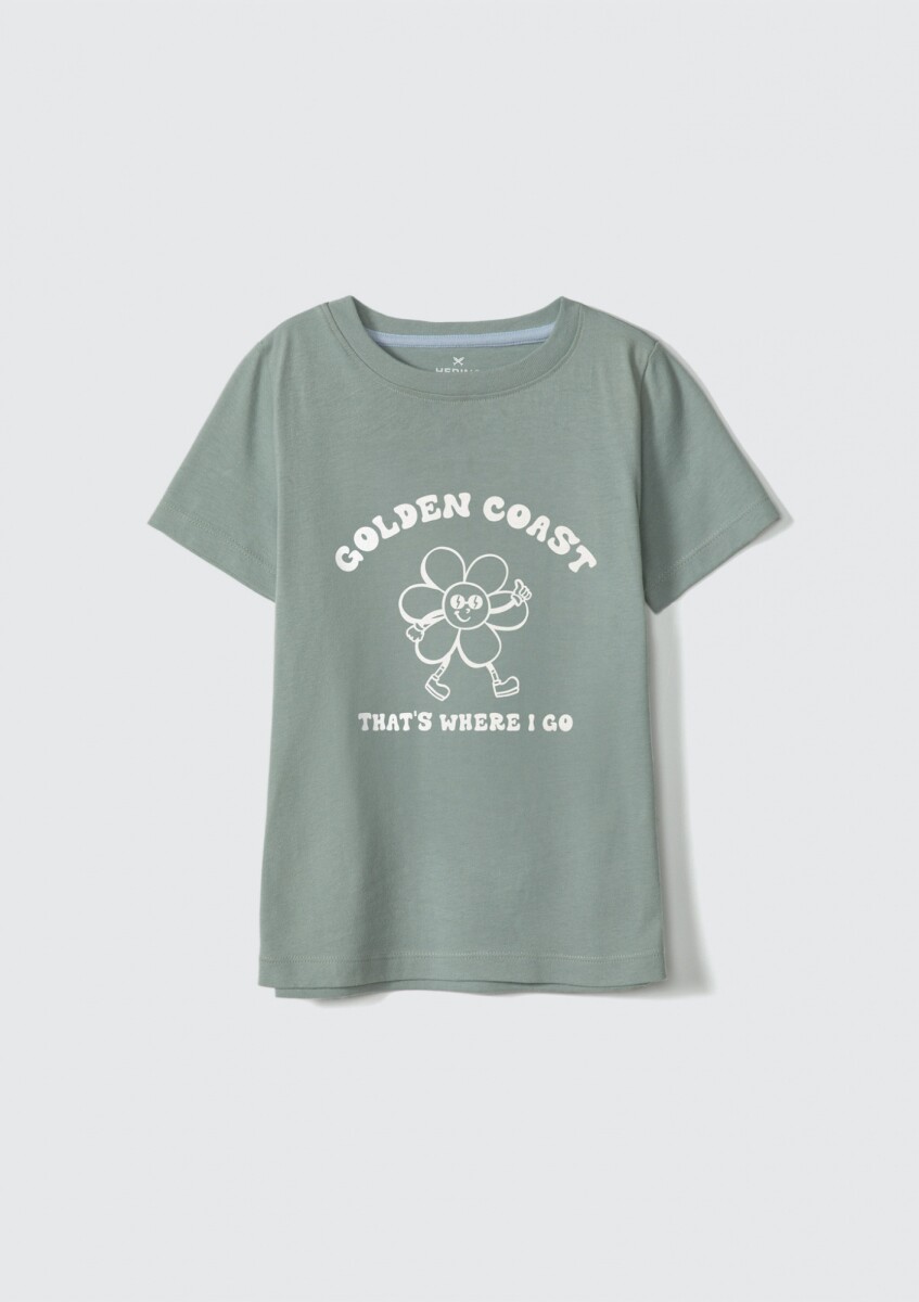CAMISETA DE NIÑA MANGA CORTA ESTAMPADA - VERDE 