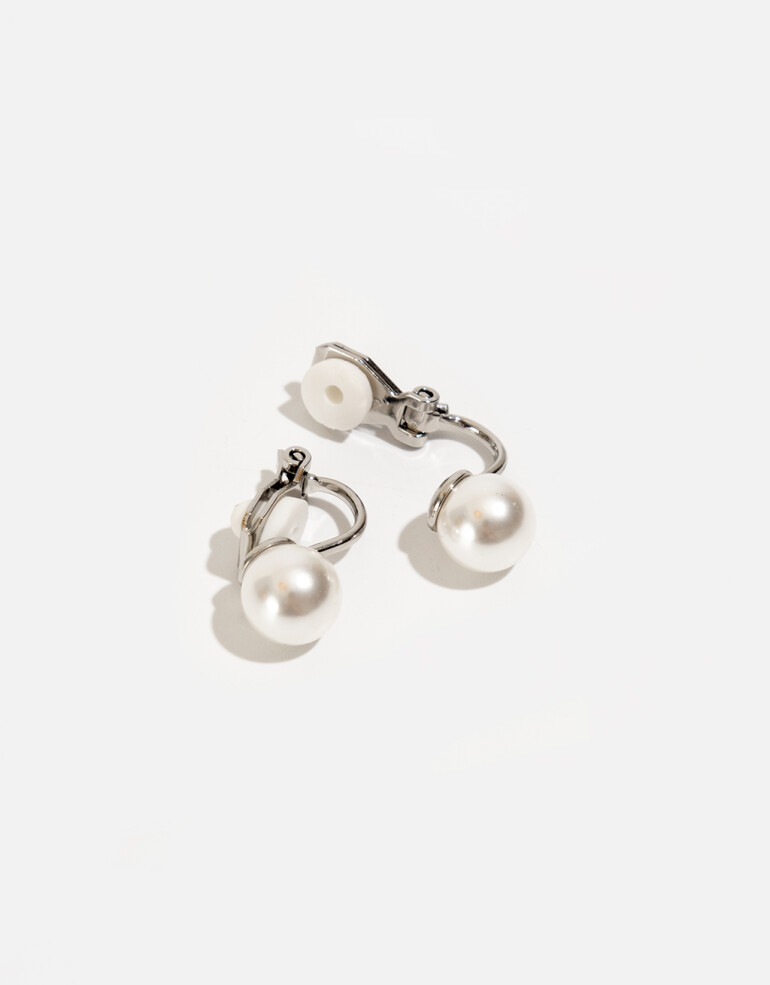 Aros Clips Perlas Aros Con Perla - Plateado Rodio