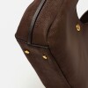 Cartera al hombro Raw en efecto gamuza Marron