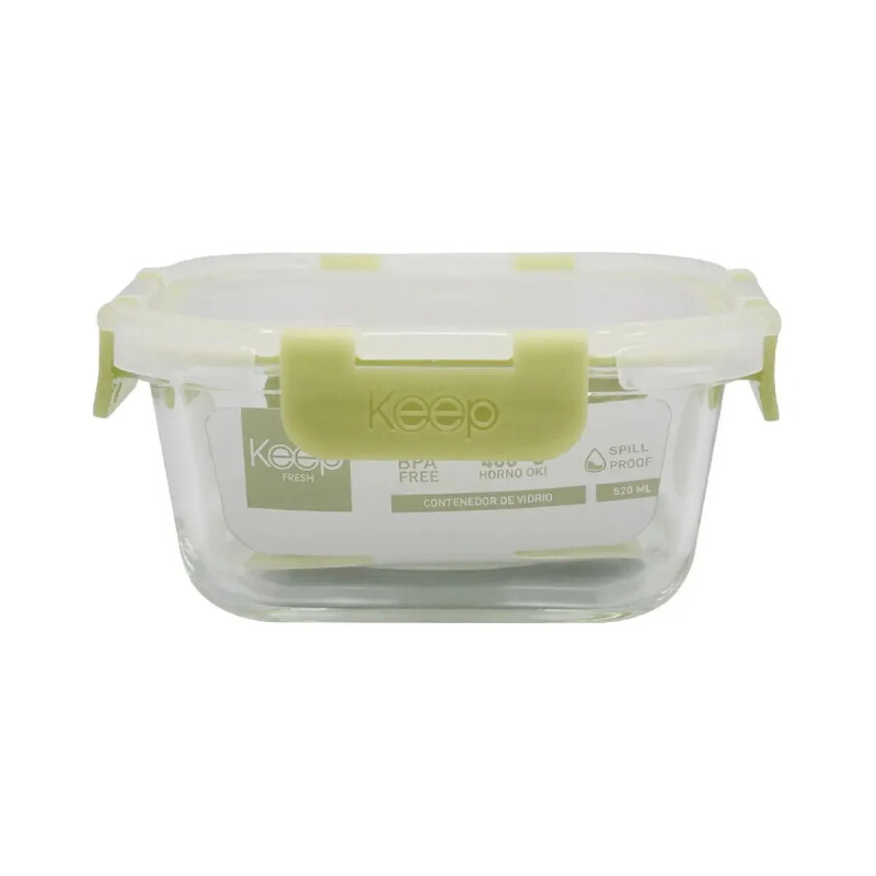 Recipiente Vianda De Vidrio Keep Para Microondas 520 Ml Verde