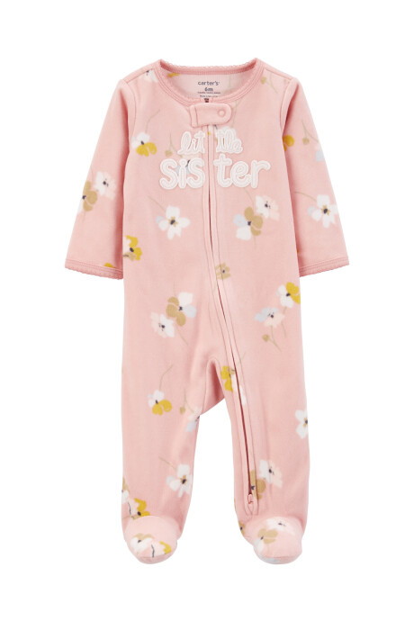 Pijama una pieza de micropolar, con pie, diseño floral Sin color