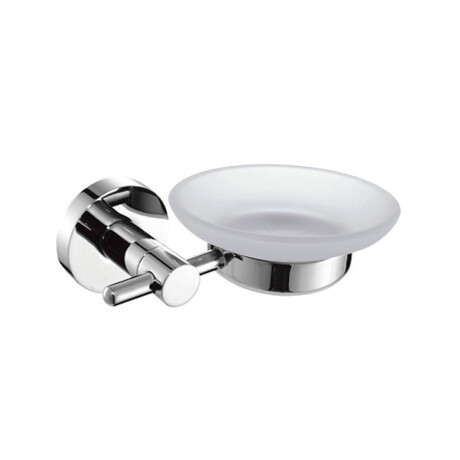 METAL PLATEADO BRILLANTE JABONERA CON VIDRIO USO BAÑO URBAN CROMO