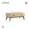Mesa Ratona de Centro Living Lumax 2 Cajones 100% Madera Maciza Mesa Ratona de Centro Living Lumax 2 Cajones 100% Madera Maciza