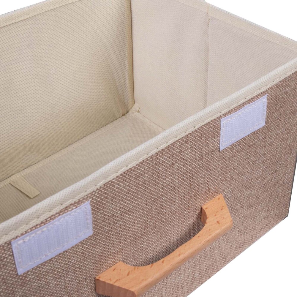 CAJA ORG C/TAPA TELA NATURAL-BEIGE