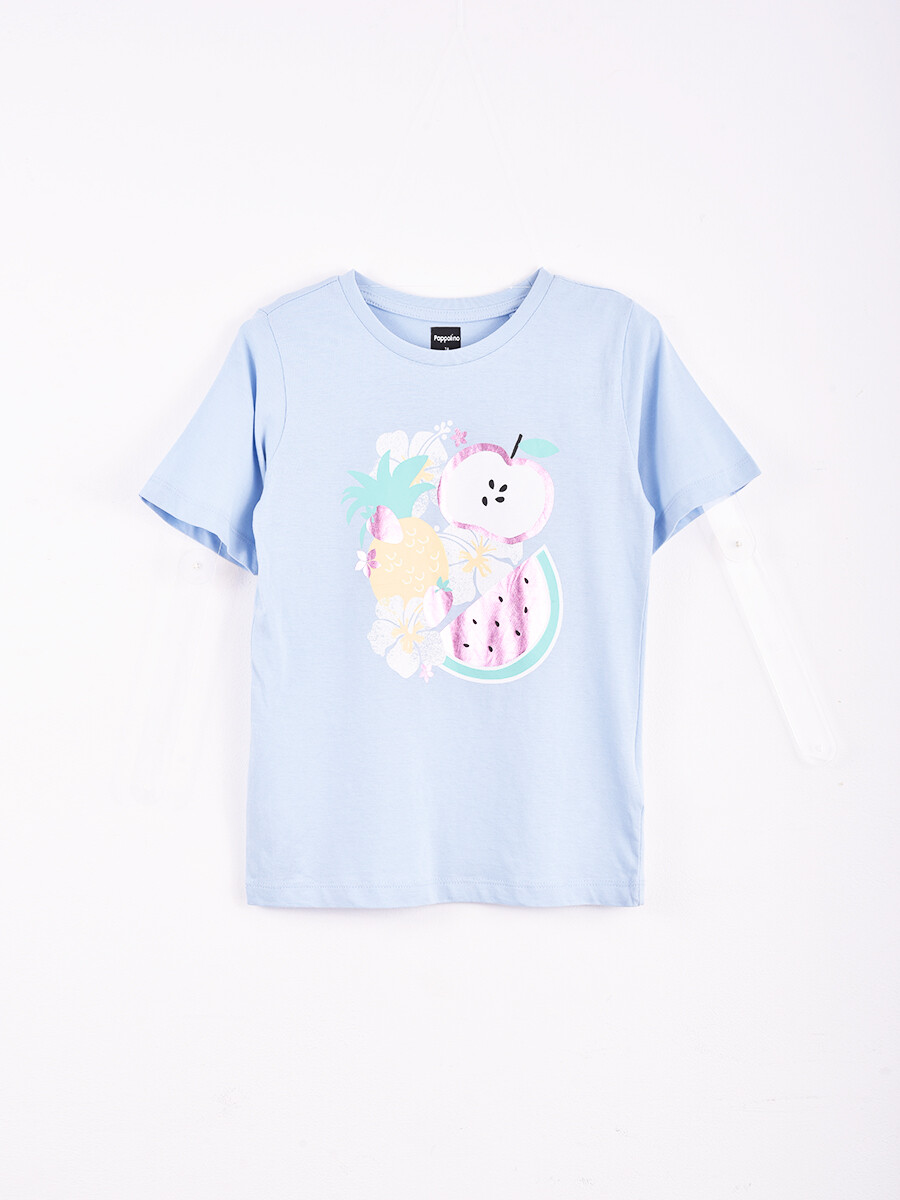 REMERA POLA - CELESTE 