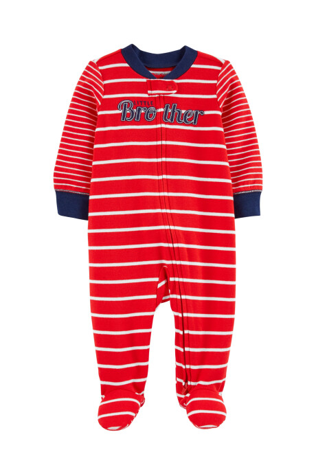 Pijama una pieza de algodón con pie estampa hermano Sin color