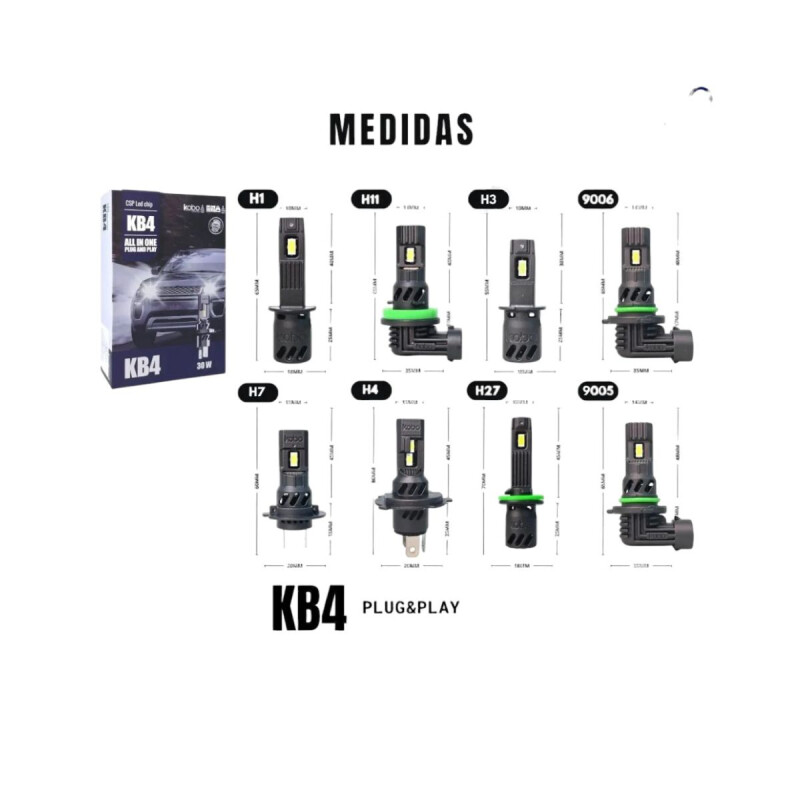 KIT LED KB4 CREE LED DAKAR ALTO BRILLO (9005) 6500 K 4000 L Kit Led Kb4 Cree Led Dakar Alto Brillo (9005) 6500 K 4000 L