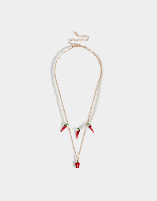 Collares Cortos Con dije de vidrio Collar Corto Con Dije De Vidrio - Dorado