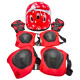 Set Casco, Rodillera y Coderas Rojo