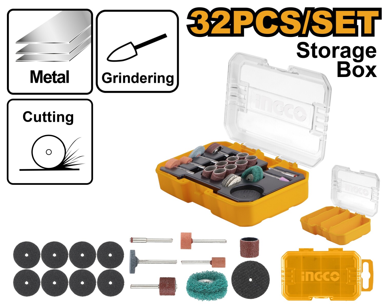 SET X 32 ACCESORIOS MINI TORNO INGCO AKMG5031 