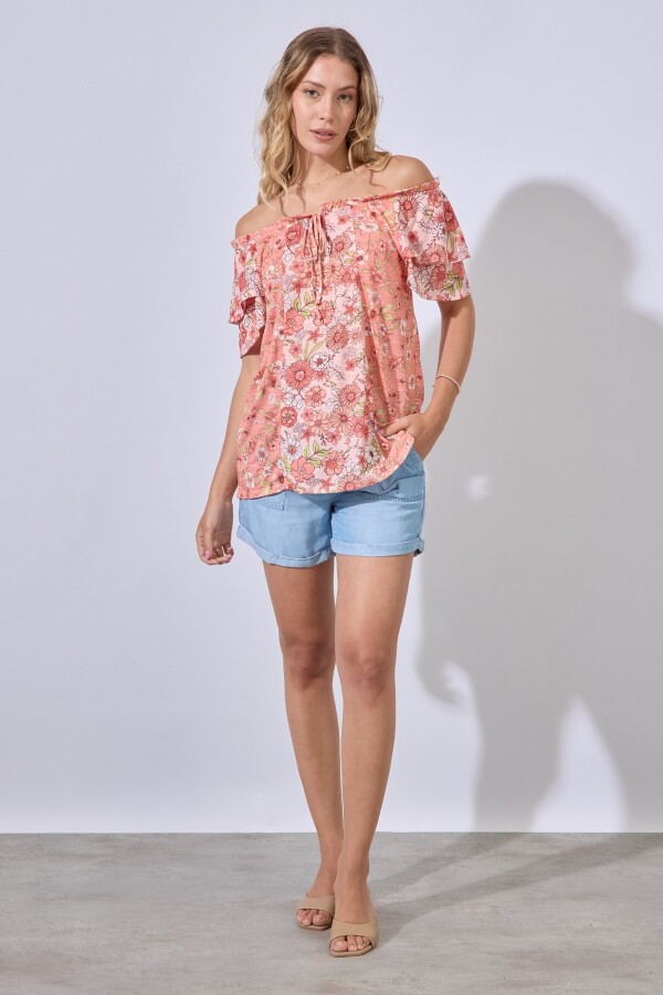 Blusa Flowers CORAL/MULTI