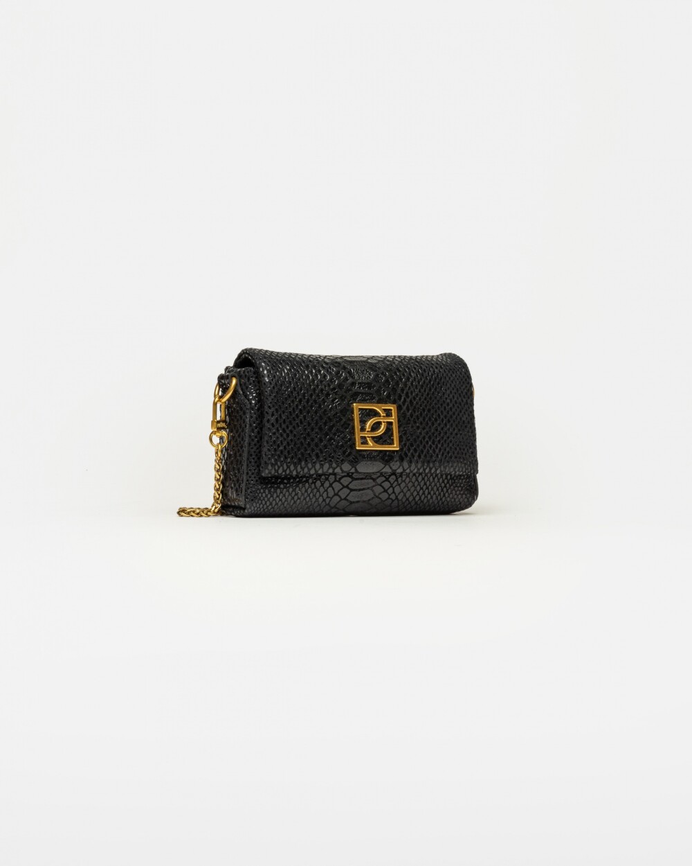 Mini Bag Bloom En Cuero Gamuza Metalizada Gamuza Anaconda Negro