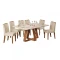 Juego De Comedor - 6 Sillas + Mesa Vidrio - Celeste Blanco / Blanco