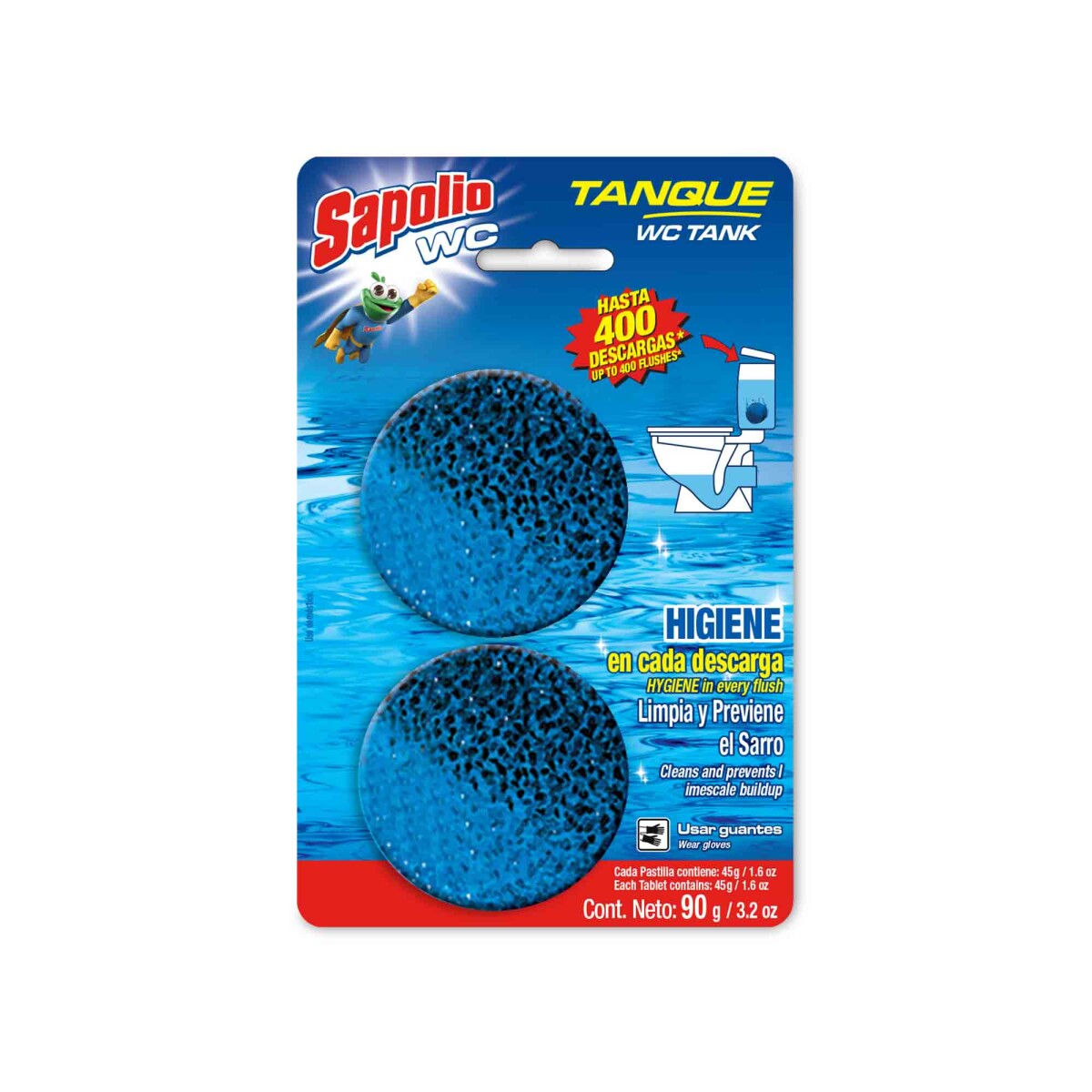 PASTILLA PARA MOCHILA SAPOLIO BAÑO TANQUE X 2 UNID AZUL 