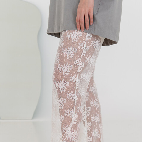 Pantalón Pulau Encaje Flares Blanco