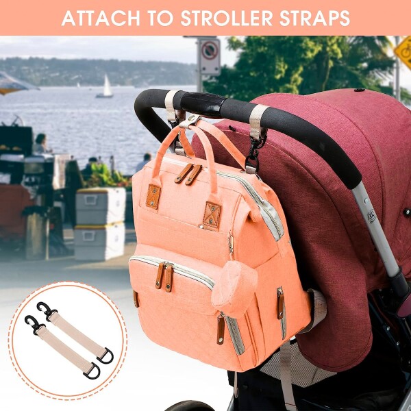 Silla Mecedora Bouncer Bebé + Mochila Maternal Impermeable Variante Color Verde Salmon