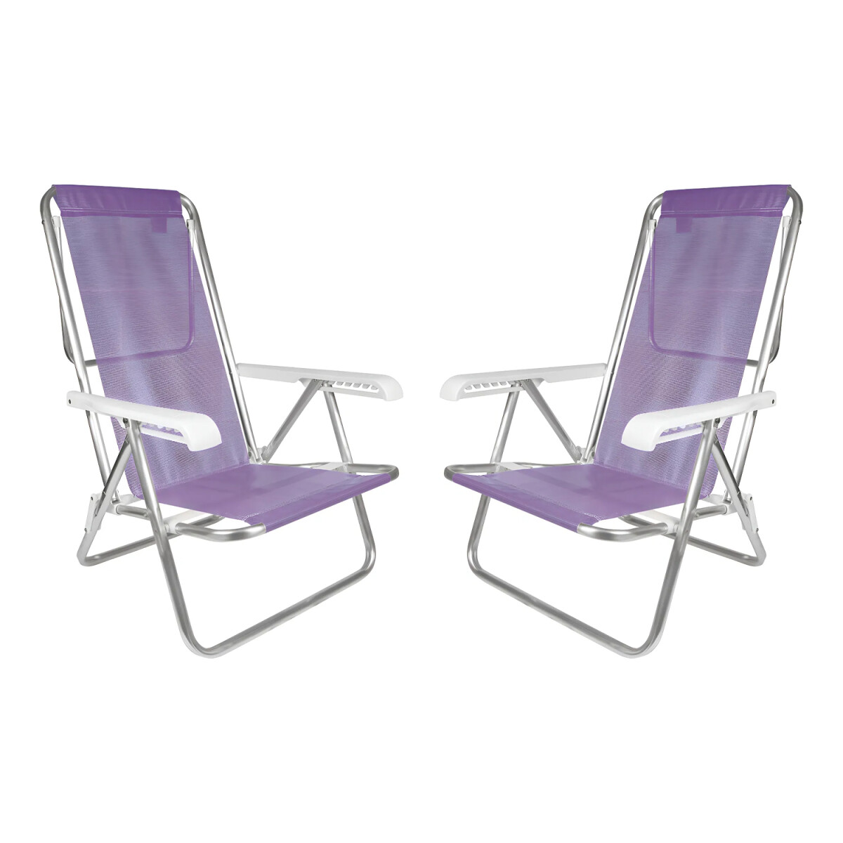 Kit 2 Reposeras Reclinables 8 Posiciones Aluminio Mor Sannet - Lila 