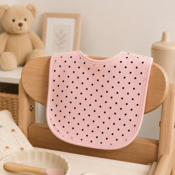 Set Baberos Para Bebé X3 Algodón Frases Surtidas Velcro Rosa