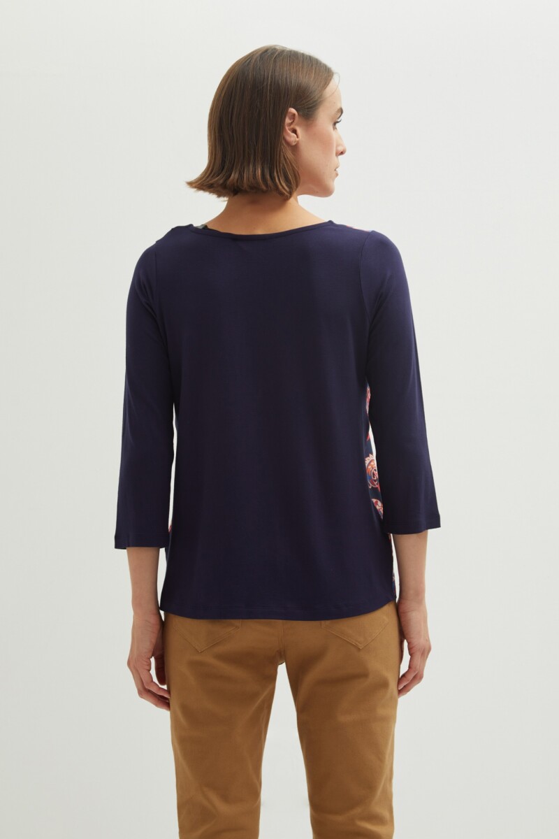 Blusa frente estampado azul marino