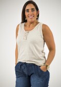 Musculosa básica de algodón BEIGE