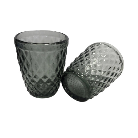 Set x 6 Vasos Vidrio con Relieve 260 ml GRIS