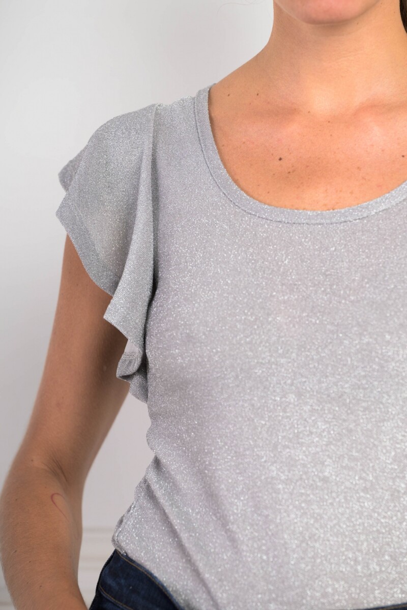 Remera Manga Volado Plata