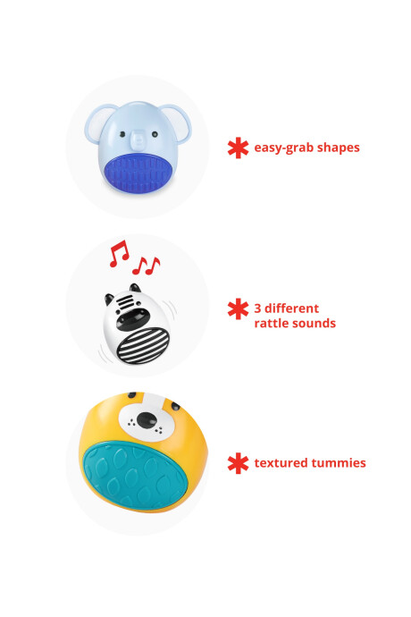 Set tres sonajeros, diseño animales Sin color