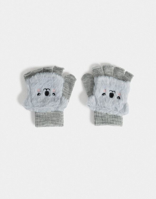 Guantes Infantiles Animalito Guantes Infantiles Mitones - Gris Melange