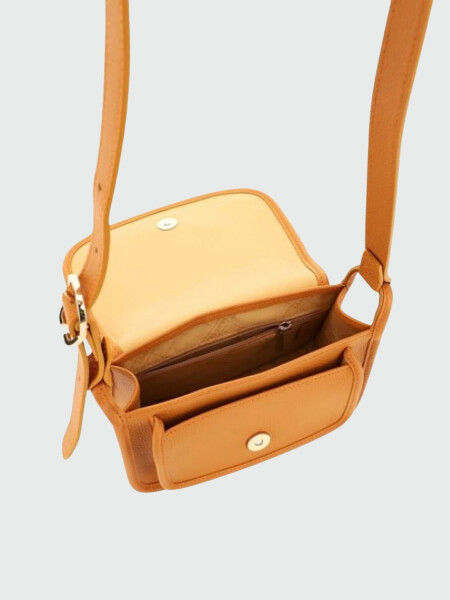 ongchamp -Cartera de cuero cruzada con solapa, Le Foulonné Naranja