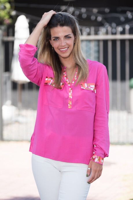 Camisa Dalila Fucsia Con Arte Camisa Dalila Fucsia Con Arte