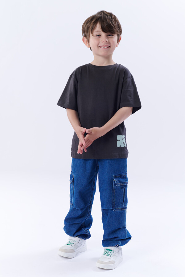 Pantalón cargo jean Azul Medio