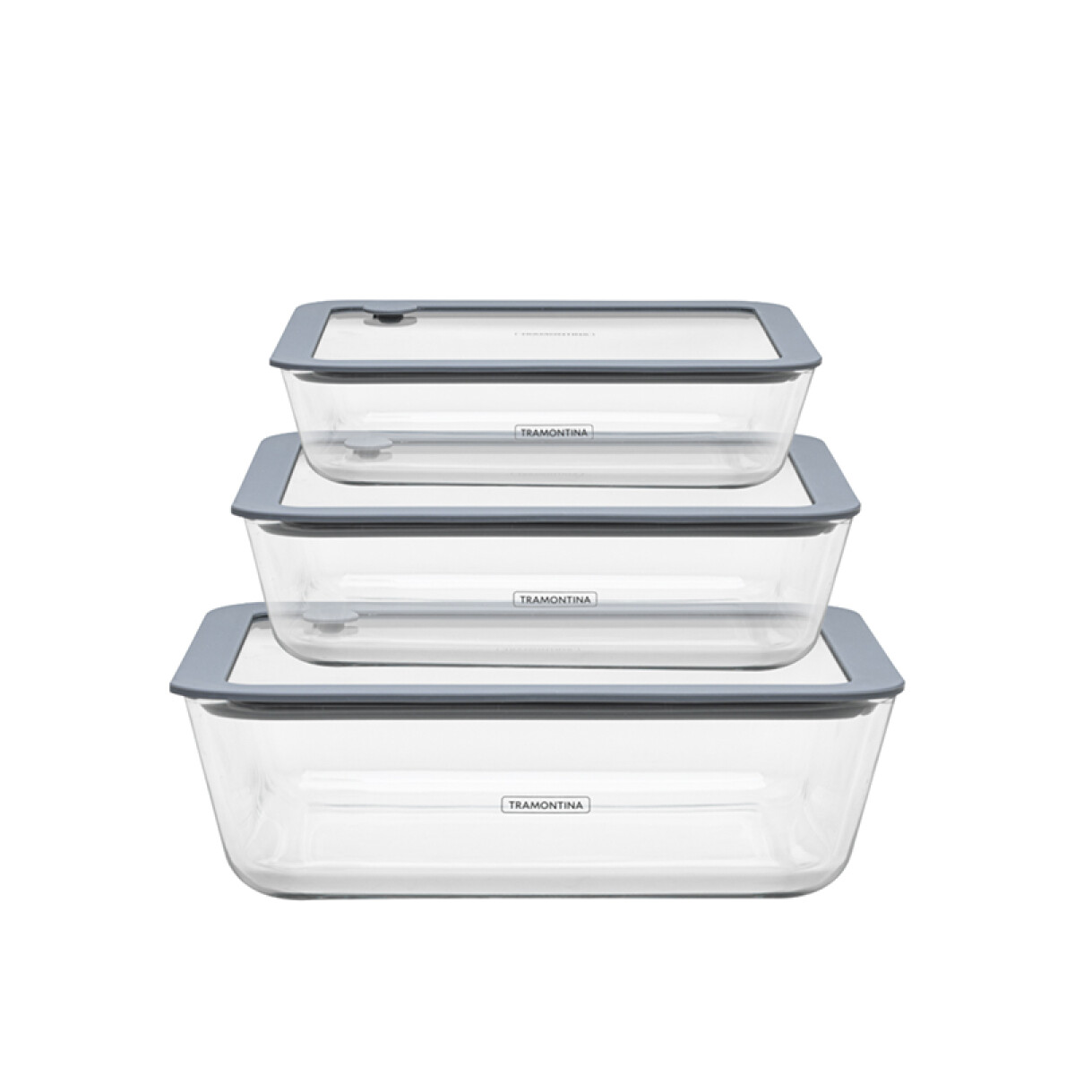 Juego de 3 potes de vidrio con tapa modelo VITTRA -TRAMONTINA - TF0370 