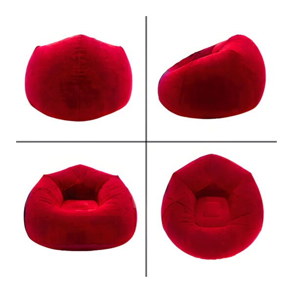 Puff Sillón Inflable de Pvc Con Respaldo Color Rojo + Inflador Puff Sillón Inflable de Pvc Con Respaldo Color Rojo + Inflador