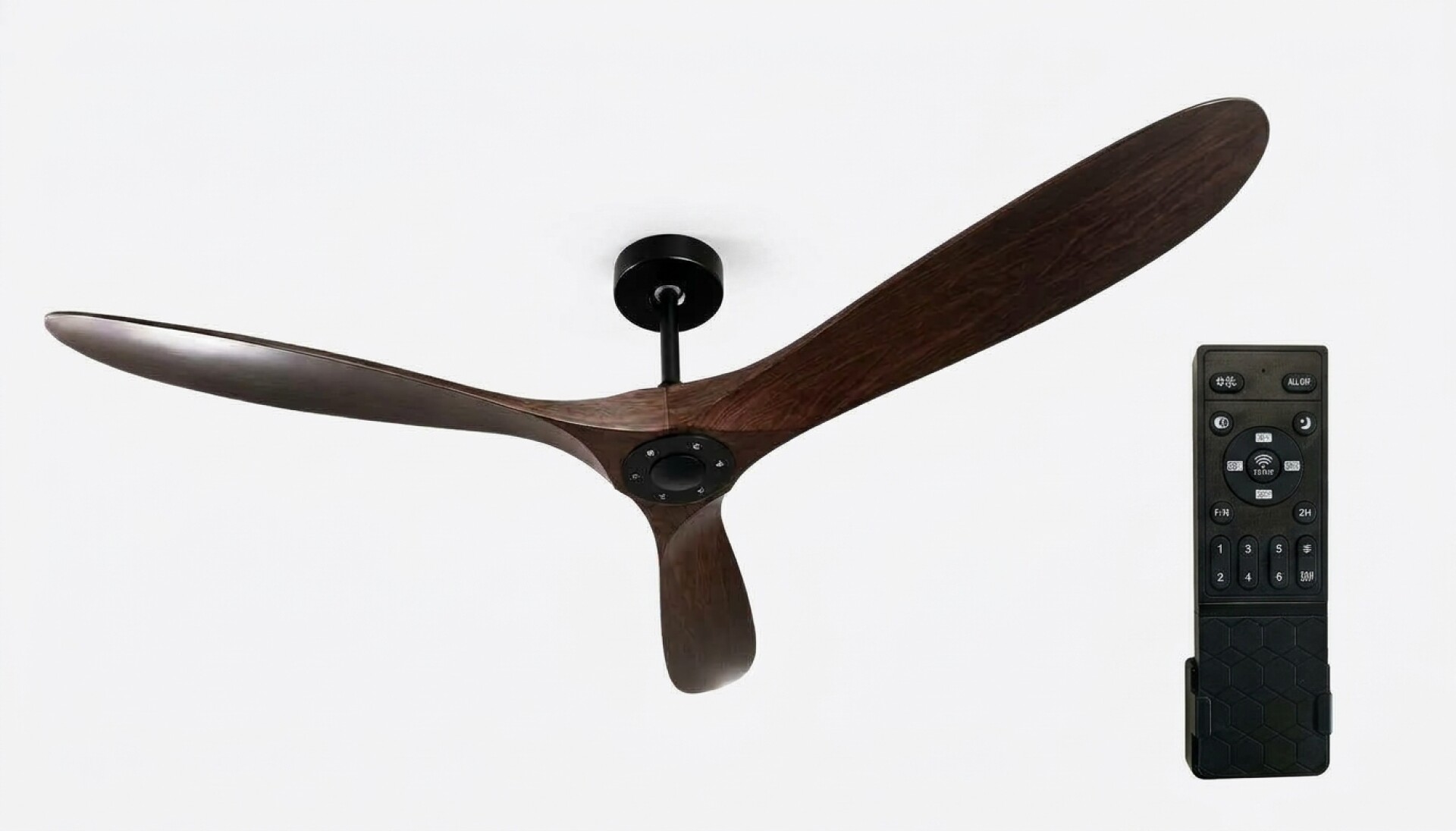 Ventilador De Techo 3 Aspas Simil Madera Oscura Con Control 