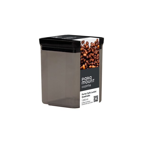 PORTA CAFÉ LUMINI CUADRADO 1.000 ML TRANSPARENTE