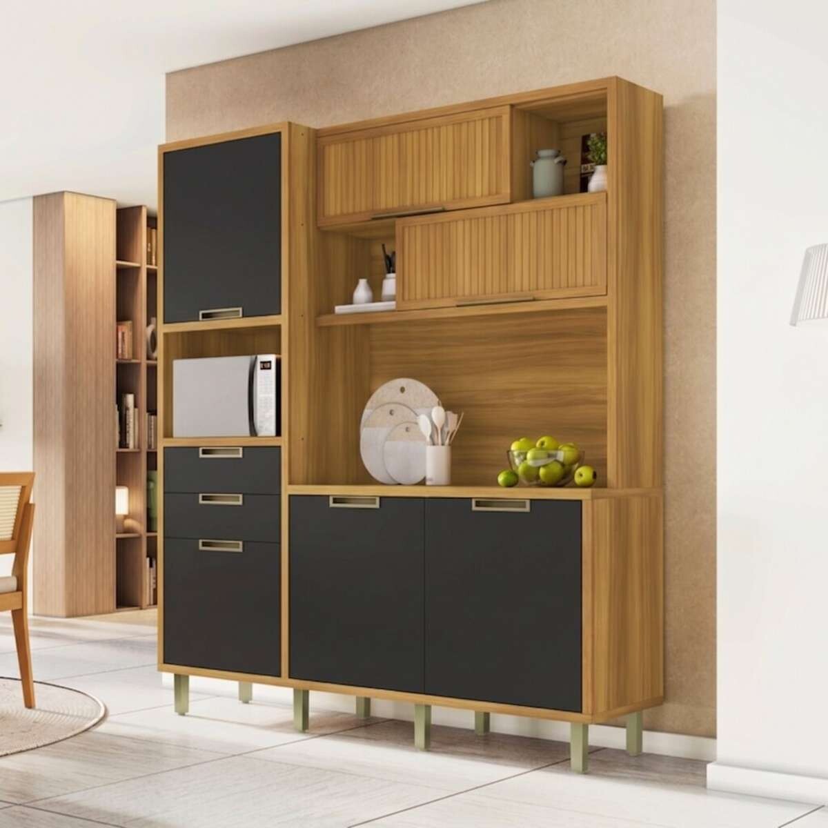 Mueble de Cocina Modular IMPERATRIZ - Marron/Gris Oscuro 