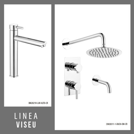 Juego De Griferia Incluye Lavatorio Alto Y Ducha Embutida Linea Viseu GRIS