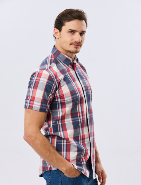 CAMISA MANGA CORTA CUADROS Rojo