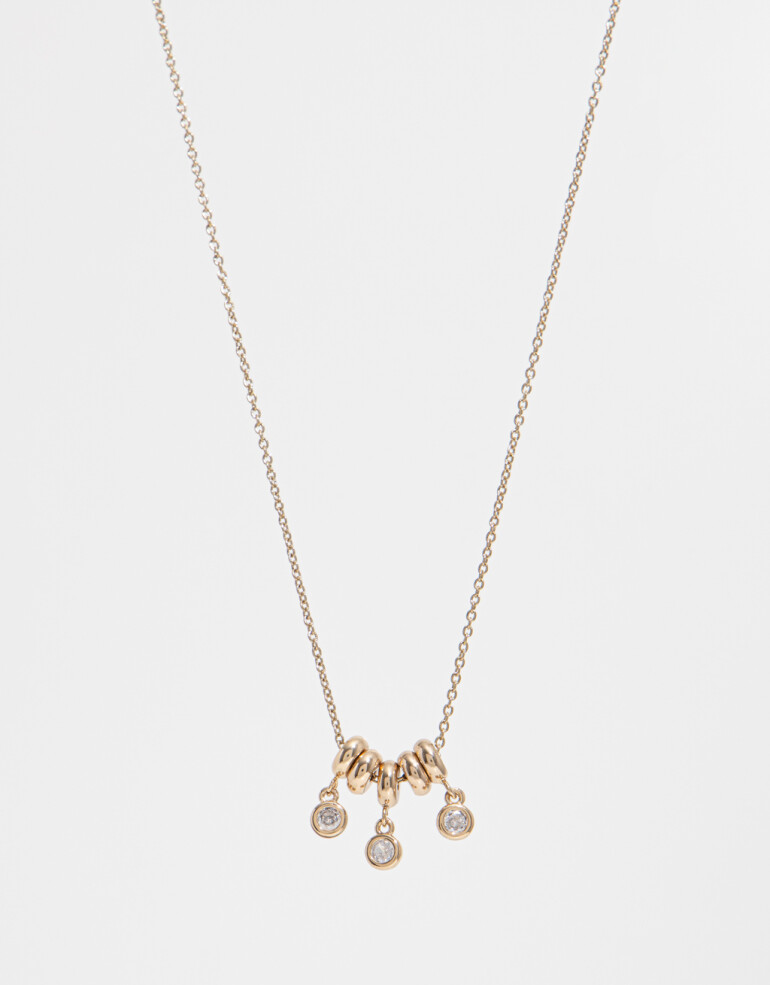 Cadena Corta con Dije Strass Collar Con Dije De Cubic Zirconia - Dorado