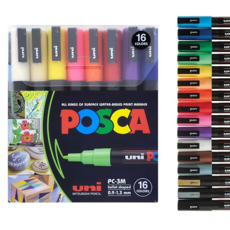 Pack X16 Marcadores Posca Punta Cónica 3m 0.9-1.3mm Pack X16 Marcadores Posca Punta Cónica 3m 0.9-1.3mm