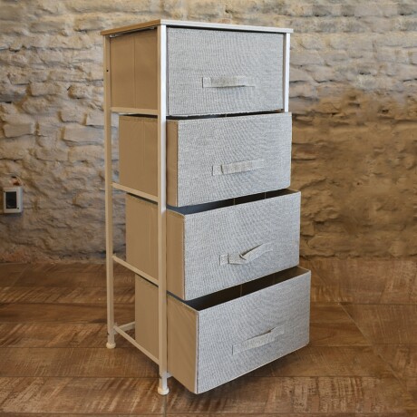 Mueble Organizador 4 Cestos Cajones Tela Estructura Acero Gris