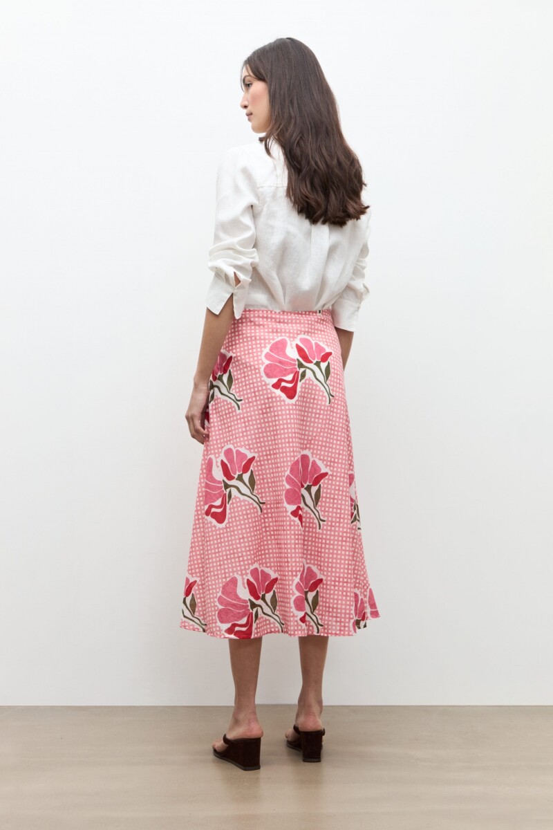 Falda estampa Malva floral rosado