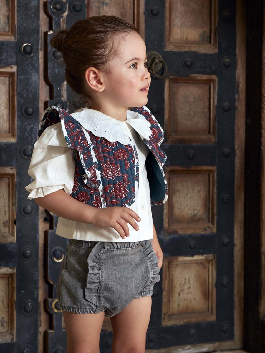 Chaleco Acolchado Con Volante Petroleo