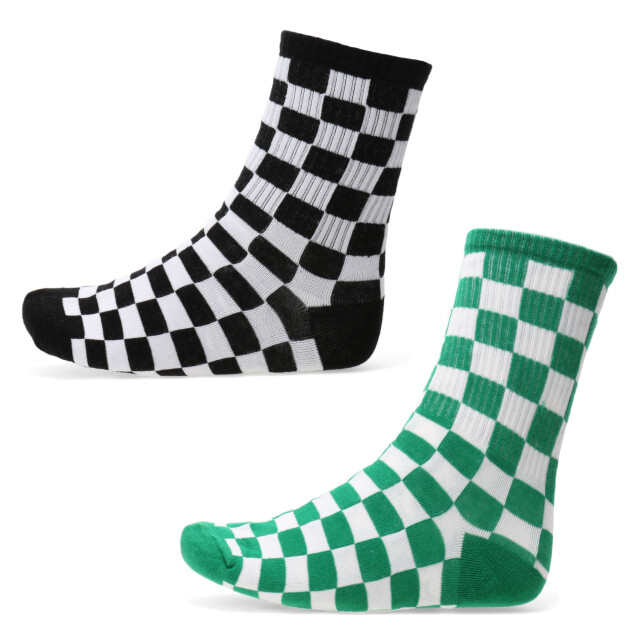 Medias N+ Chess x2 Verde - Negro - Blanco